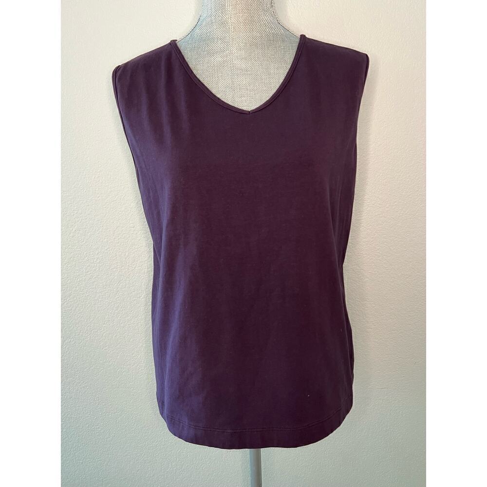 St John’s Bay Tank Top 1X in Plum Color Wide Strap V-Neck